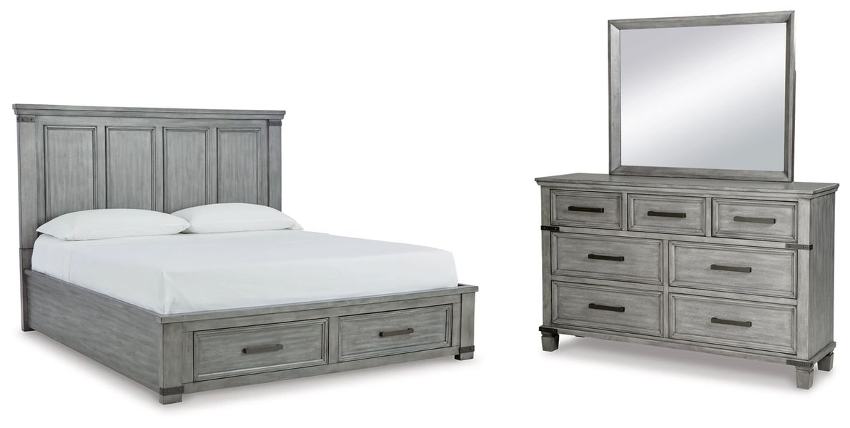 Signature Design by Ashley® Russelyn 3-Piece Gray King Storage Bed Set ...