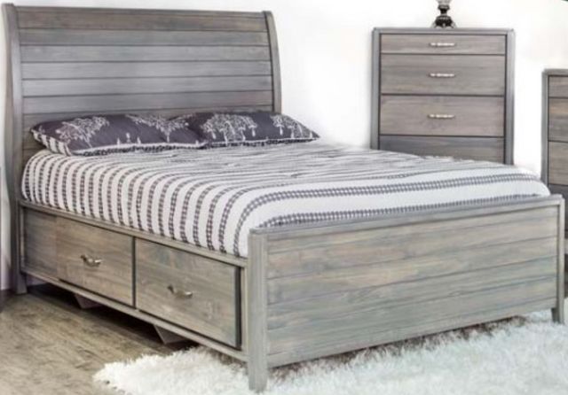 Mako Wood Furniture Sage Gray Queen Storage Panel Bed