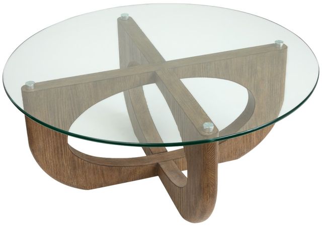 Magnussen Home® Lainey Glass Top Cocktail Table with Almond Base-4