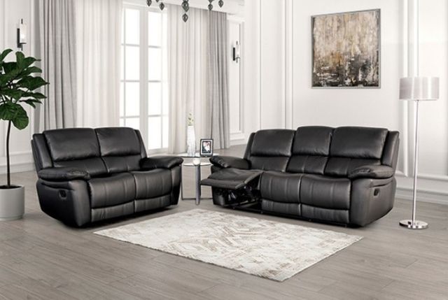 Furniture of America® Glarus Black Manual Reclining Loveseat-1