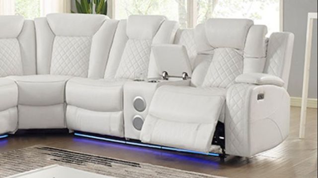 New Classic® Home Furnishings Orion Left Arm Facing White Sofa with Dual Recliner-2