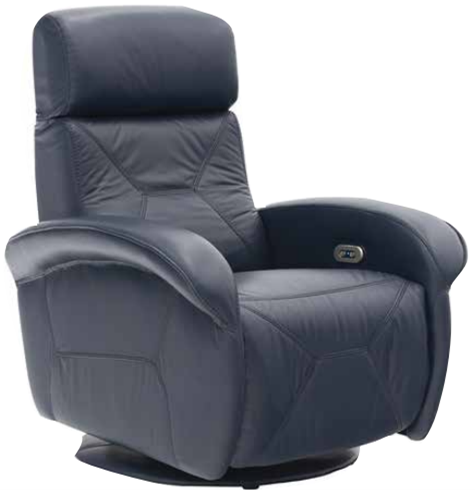 Fornirama 90 Blue Power Swivel Rocker Recliner with Power Adjustable Headrest-1