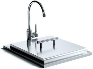 Front view of the XO 18" Stainless Steel Pro-Grade Luxury Drop-in Sink and Faucet