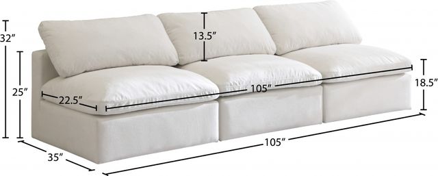 Meridian Furniture Plush 3-Piece Cream 105" Modular Sectional-2
