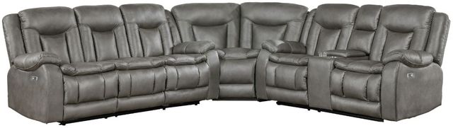 New Classic® Home Furnishings Morello 3-Piece Gray Curved Power Reclining Sectional-0