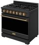 Thor Kitchen Gordon Ramsay Collection 36" Black Pro Style Liquid Propane Range with Precision Knob Control and Bronze Trim-3