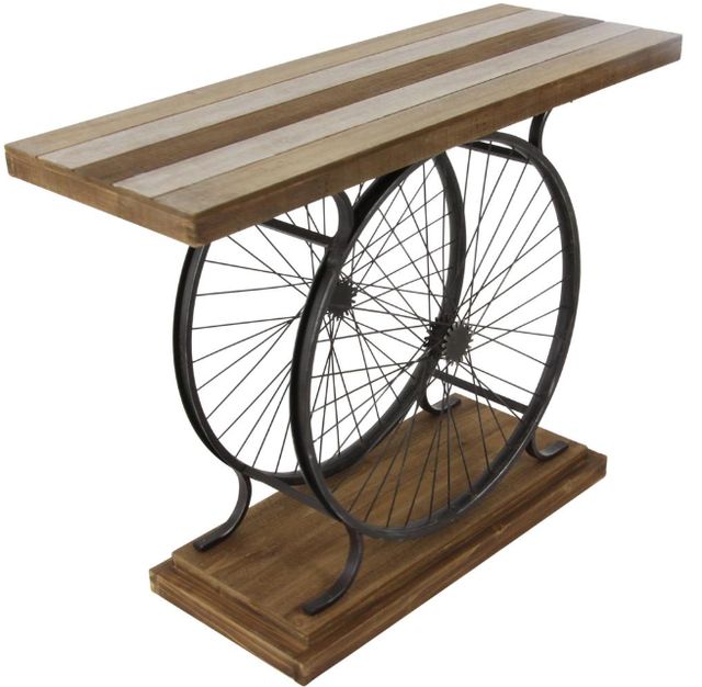 Deco Marche Brown Console Table with Black Base-0