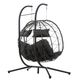 Grey Indoor Outdoor Wicker Hanging 2 Seat Egg Chair-2