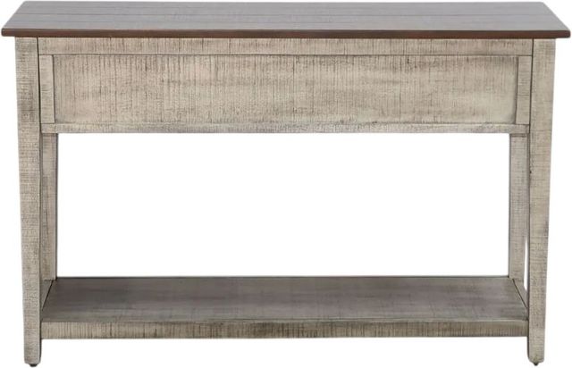 Sunny Designs™ Homestead Hills Tobacco Leaf Sofa Table with Alpine Gray Base-2