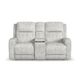 Flexsteel Shawna Light Grey Power Headrest Reclining Console Loveseat-1