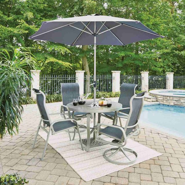 Homestyles® Captiva 5-Piece Gray Outdoor Dining Set with Umbrella-0