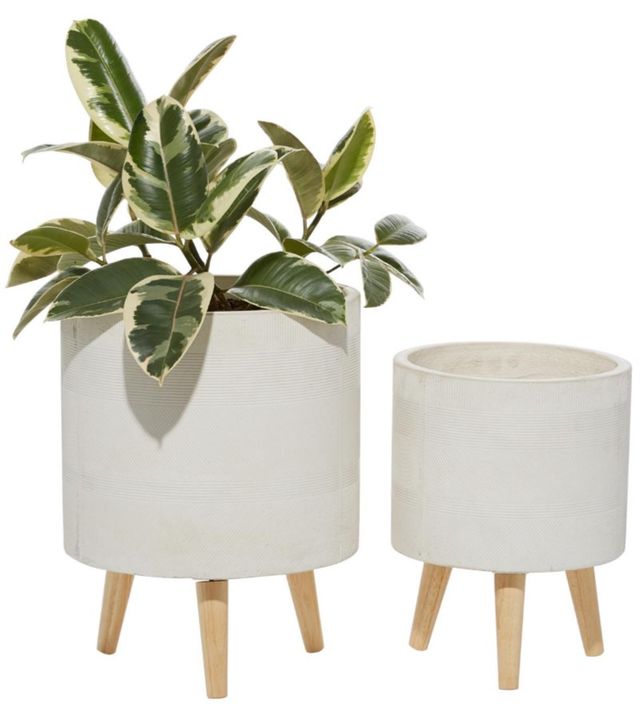 Deco Marche 2-Piece White 13" Planter Set-2