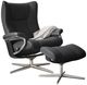 Stressless® by Ekornes® Customizable Wing Small Manual Recliner and Ottoman with Cross Base-0