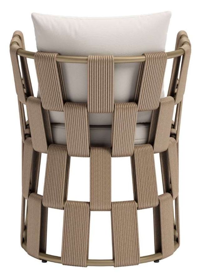 Zuo® Modern Quadrat Brown/White Aluminum Fabric Outdoor Dining Chair-3