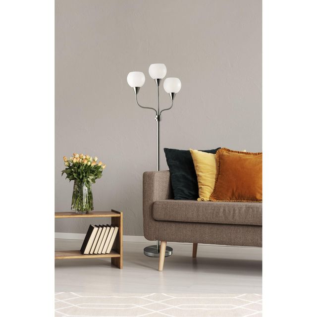 Adesso® Phillip Brushed Steel 3-Arm Floor Lamp-2