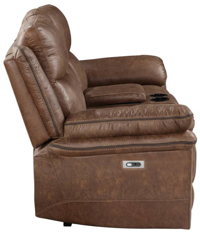 New Classic® Home Furnishings Ryland Brown Power Dual Reclining Loveseat-3
