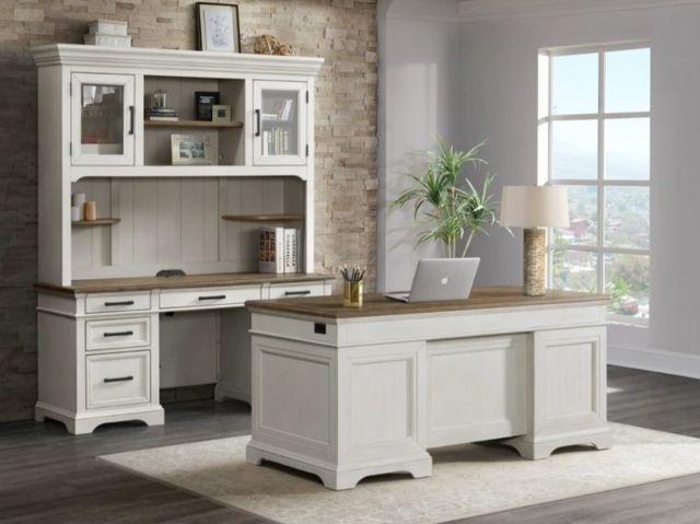 Intercon Drake French Oak/Rustic Gray Executive Desk-1