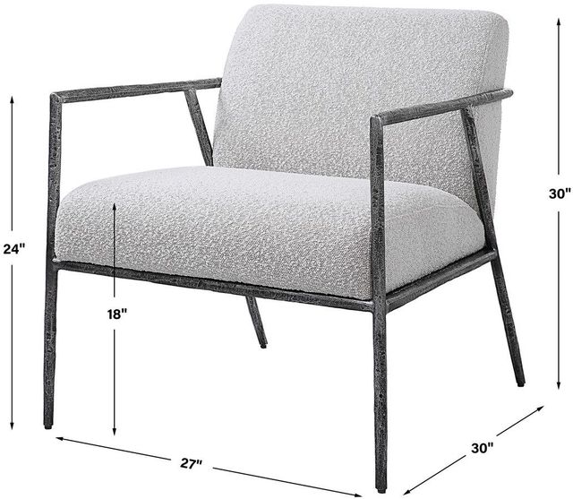 Uttermost® Brisbane Distressed Charcoal/Ivory Accent Chair-2