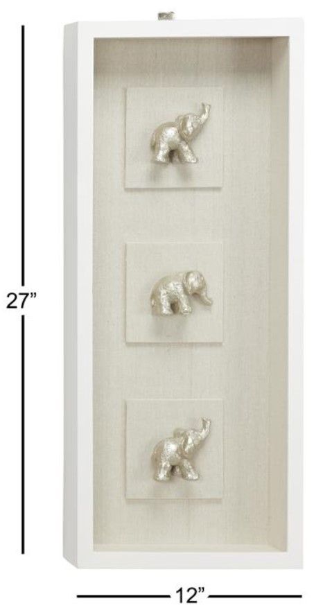 Deco Marche Silver Elephant Shadow Box Wall Decor-1