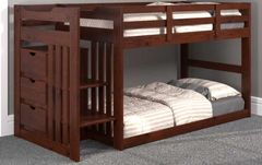 American Wholesale Furniture Chocolate Twin/Twin Stair Bunk Low Loft Bed