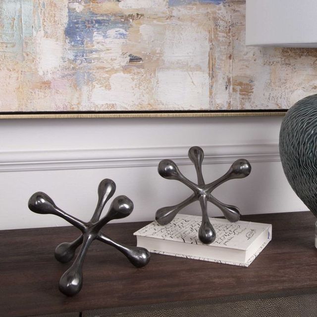 Uttermost® Harlan 2-Piece Black Nickel Decor Object Set-1