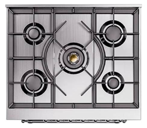 Ilve® Nostalgie II Noblesse 30'' Midnight Blue Pro Style Dual Fuel Range with Chrome Trim-2