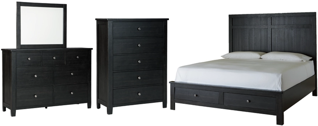 Benchcraft® Noorbrook 4-Piece Black California King Panel Bed with Storage Set-0