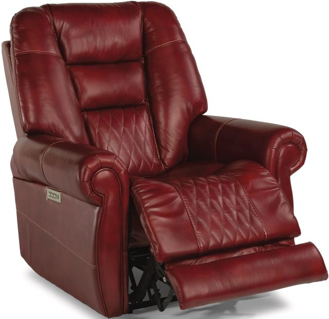 Flexsteel® Maverick Dark Red Power Recliner with Power Headrest and Lumbar-2