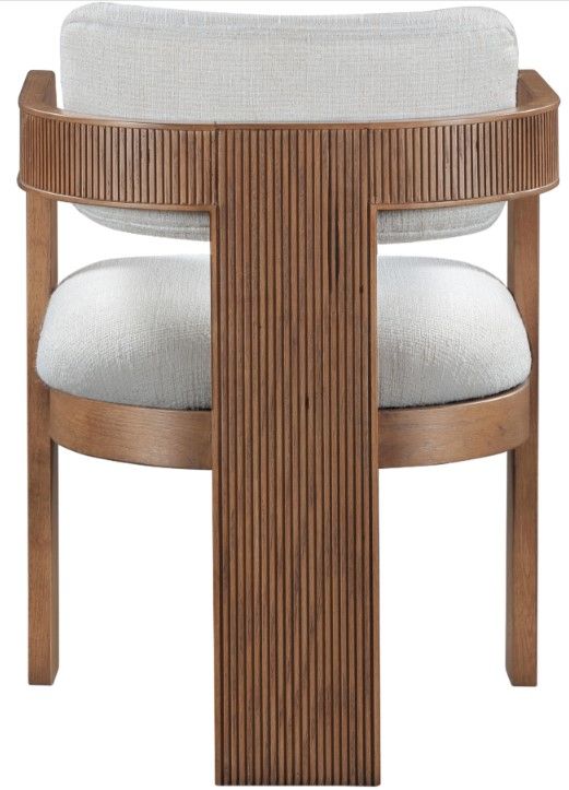 Meridian Furniture Sacha Cream/Walnut Linen Textured Upholstered Dining Chair-3