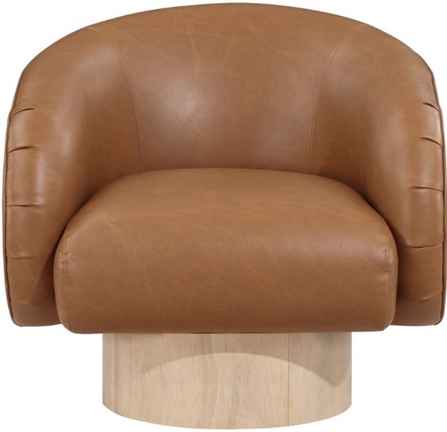 Meridian Furniture Gibson Cognac Vegan Leather Swivel Chair-1