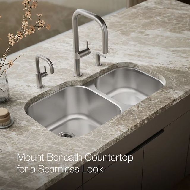 KOHLER® Undertone® Stainless Steel 35" Undermount Double-Bowl Kitchen Sink-4