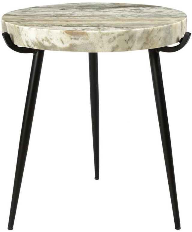 Moe's Home Collection Brinley Light Brown Marble Round Accent Table with Black Metal Legs-0