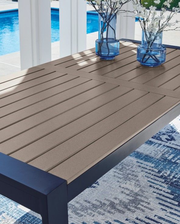 Signature Design by Ashley® Mabry Shores Driftwood Aluminum Outdoor Dining Table with Navy Blue Base-4