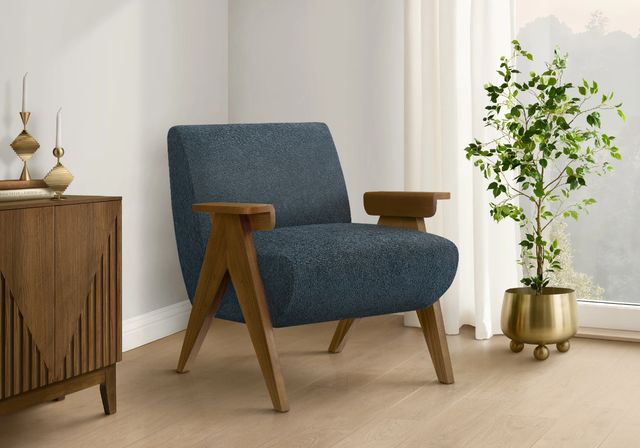 Monarch Specialties Inc. Blue/Walnut 31" Accent Chair-1