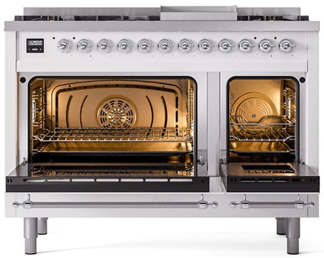Ilve® Nostalgie II Series 48" White Pro Style Dual Fuel Range-1