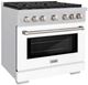 ZLINE 36" Satin Stainless Steel Pro Style Gas Range with White Matte Door-3