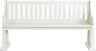 Elements International Stone White Slat Back Dining Bench