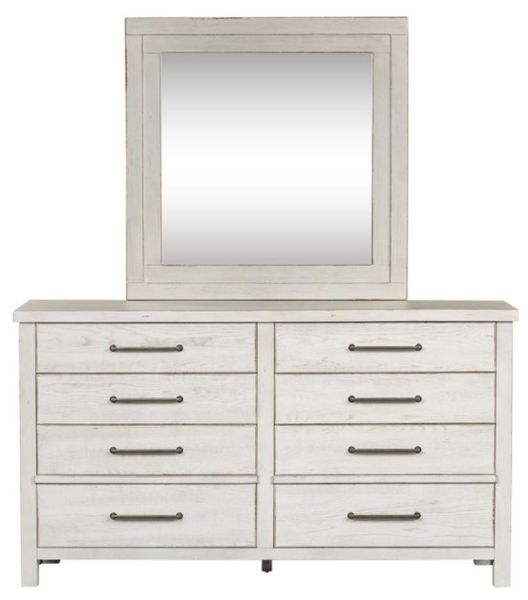 Liberty Furniture Modern Farmhouse Flea Market White Dresser and Mirror