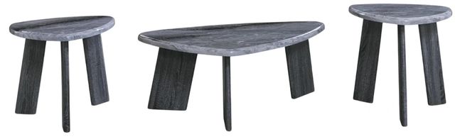American Wholesale Furniture Gibson 3-Piece Gray Occasional Table Set with Black Base-0