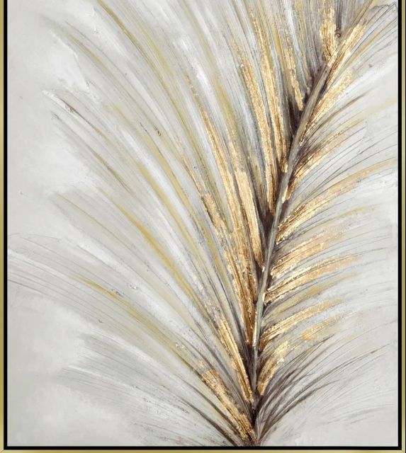 Classy Art Style 2 Hand Painted Textured Canvas with Foil Wall Art -1