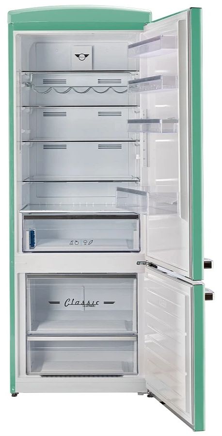 Unique Appliances Classic Retro 28" 17 Cu. Ft. Ocean Mist Turquoise Counter Depth Bottom Freezer Refrigerator-1