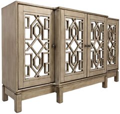 Jofran Inc. Casa Bella Gold/Silver 4-Door Mirrored Cabinet