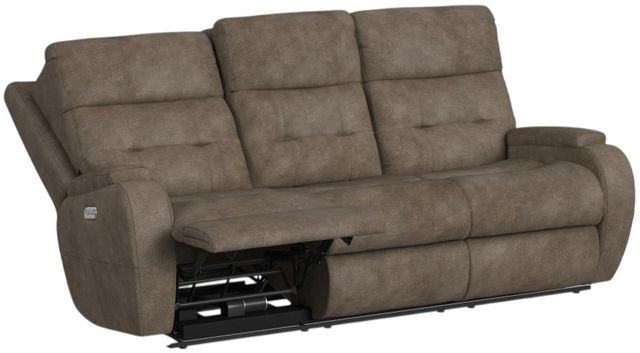 Flexsteel® Customizable Strait Leather Power Reclining Sofa with Power Headrest-1