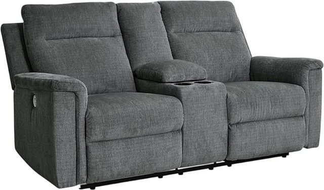 Signature Design by Ashley® Barnsana Gravel Power Reclining Loveseat with Console-0