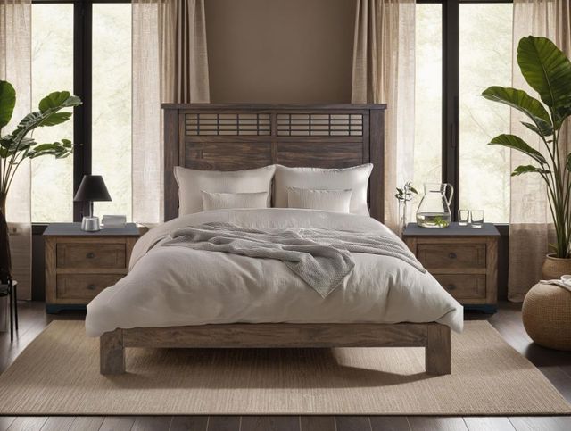 International Furniture Direct Parota III Brown Eastern King Panel Bed-1