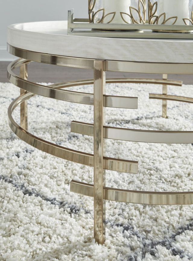 Signature Design by Ashley® Montiflyn White Coffee Table with Gold Metal Base-1