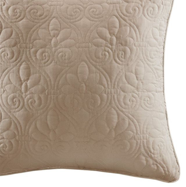 Olliix by Madison Park Quebec 2 Khaki 20"x20" Quilted Square Pillow Pair-1