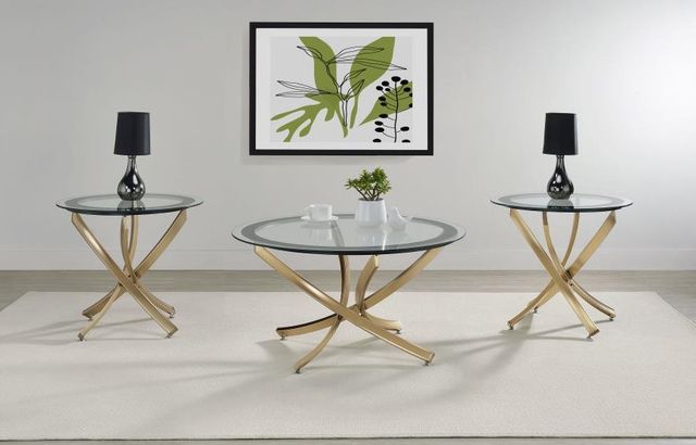 Coaster® Brooke 3-Piece Tempered Glass Top Occasional Table with Rose Brass Base Set-4