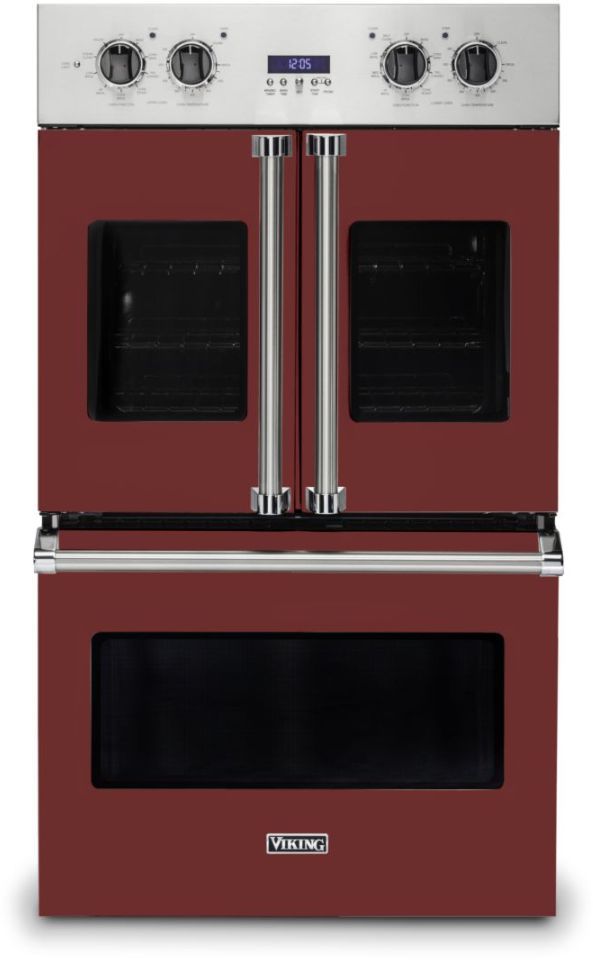 Viking® 7 Series 30" Reduction Red Professional Built In Double Electric French Door Wall Oven-0