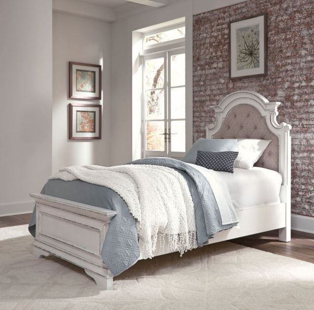 Liberty Furniture Magnolia Manor Antique White/Gray Full Upholstered Youth Panel Bed-1